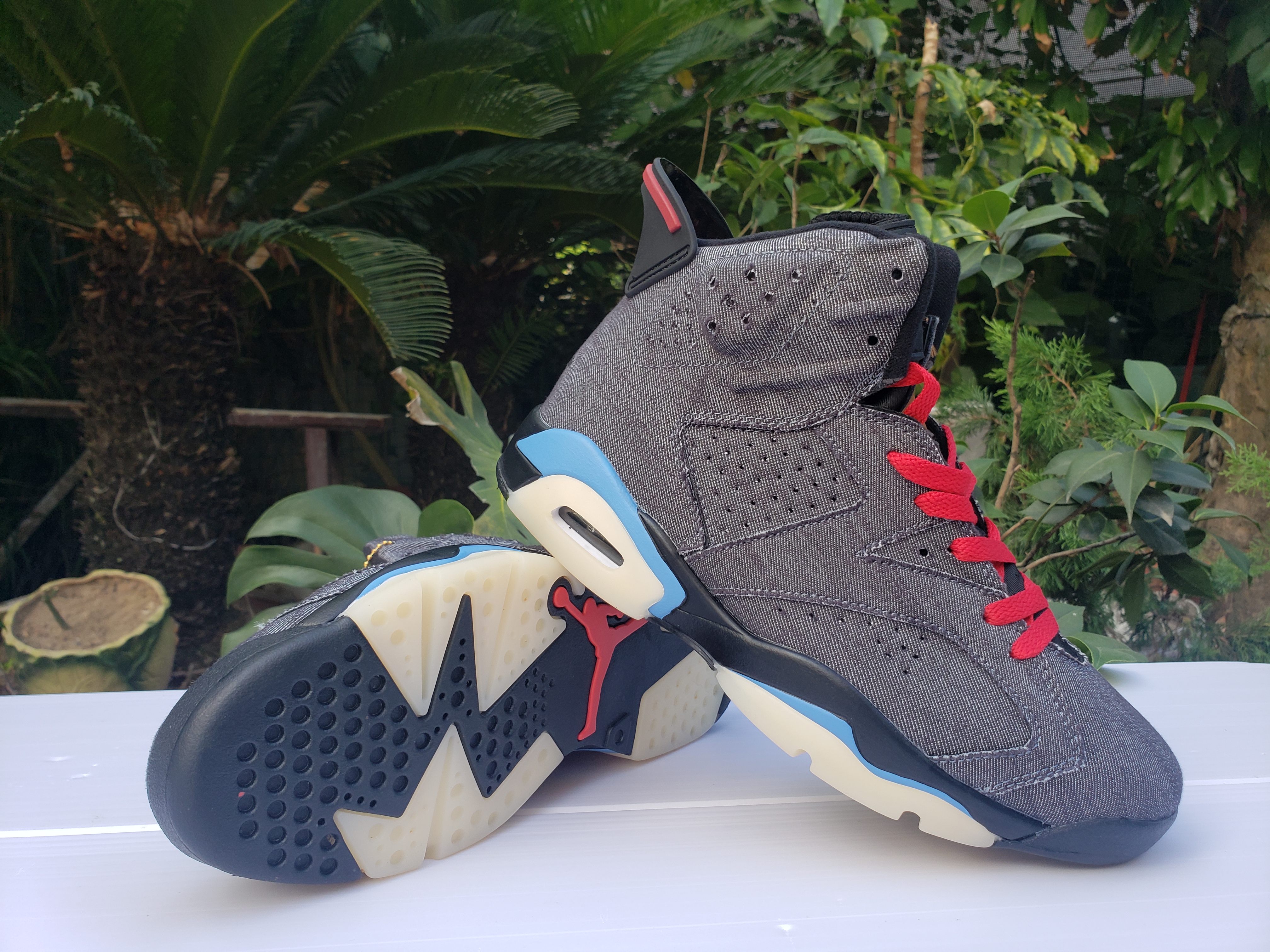 New Air Jordan 6 Retro Denim Grey Red